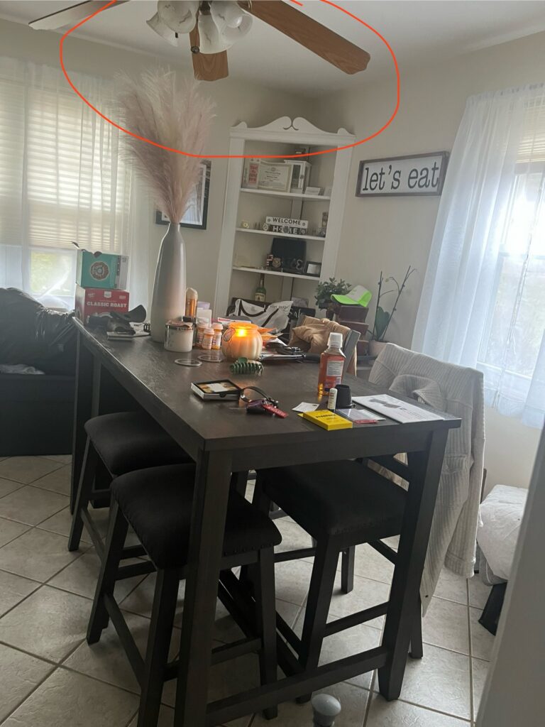 Dining room before updated light fixture